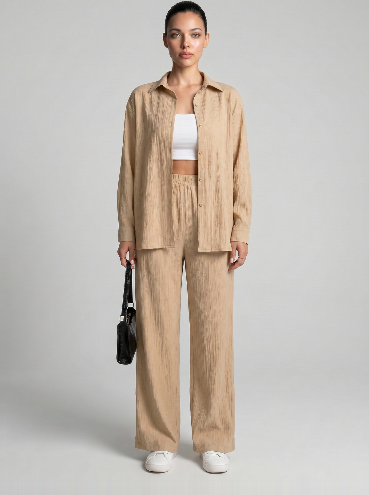 Dorvelli | Women’s High Waist Crinkle Two-Piece Set