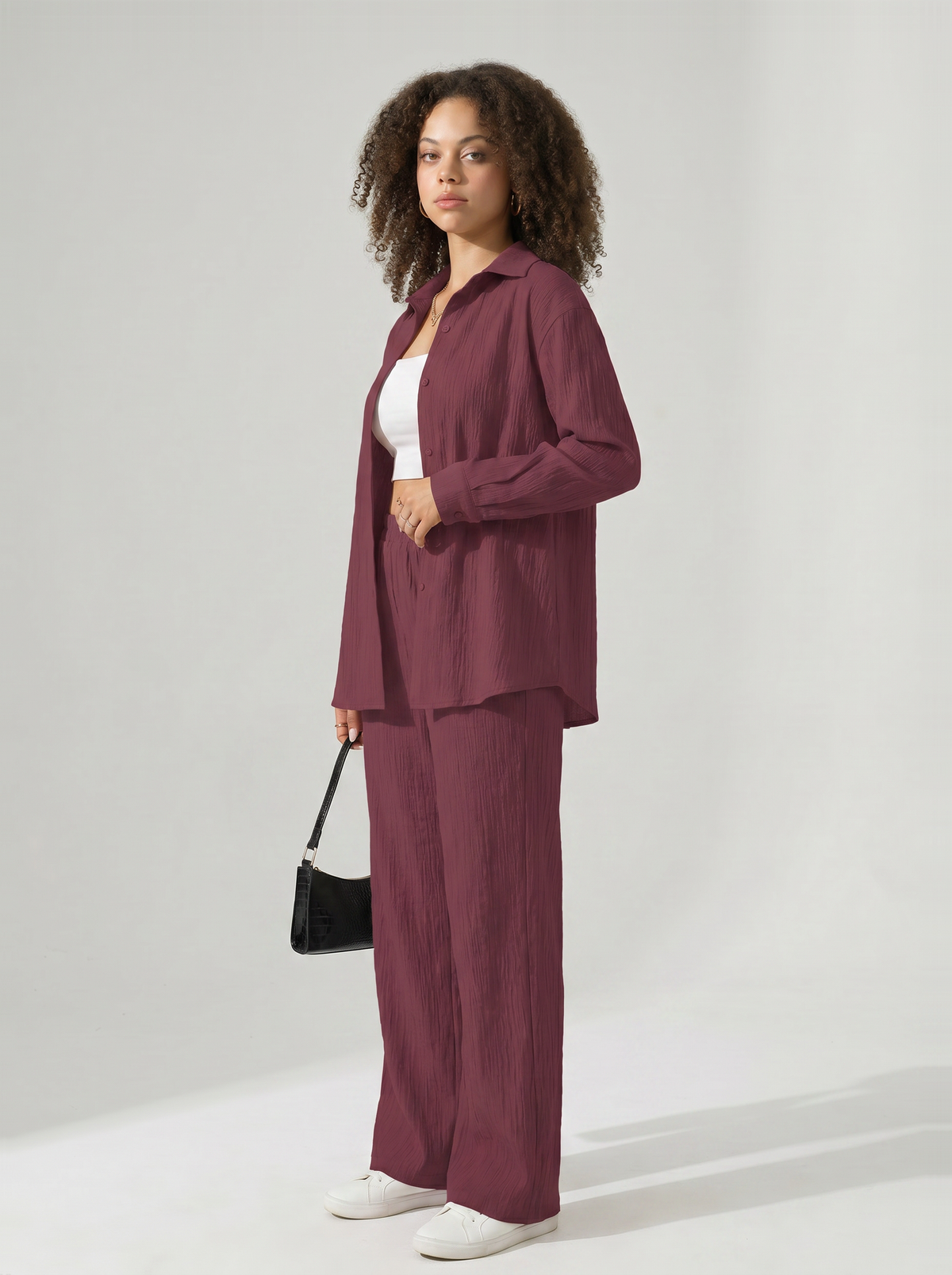 Dorvelli | Women’s High Waist Crinkle Two-Piece Set
