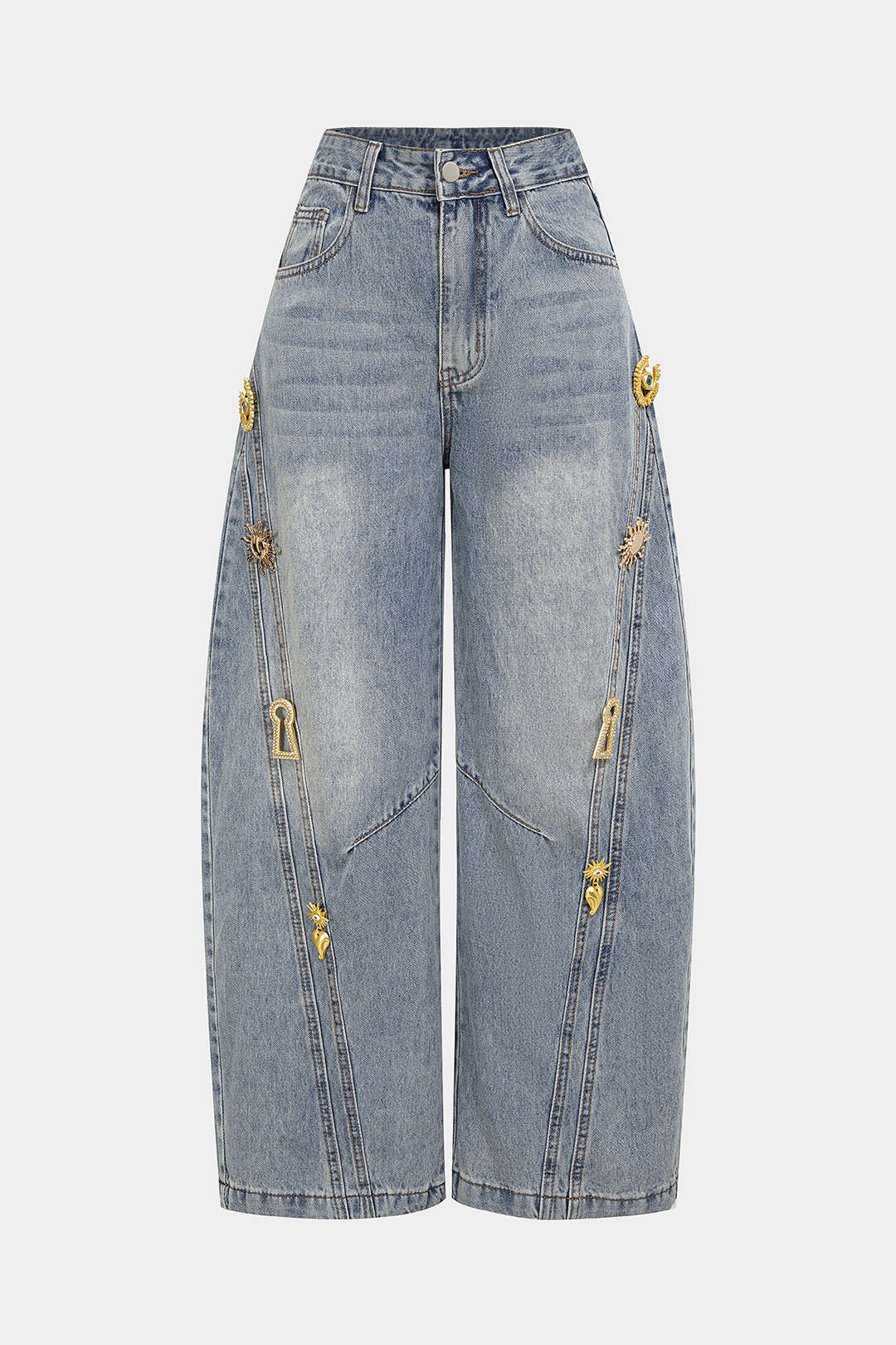 Dorvelli | Women's Metallic Denim Wide Leg Jeans