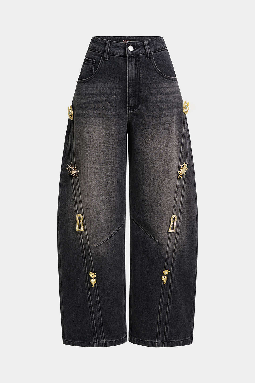 Dorvelli | Women's Metallic Denim Wide Leg Jeans
