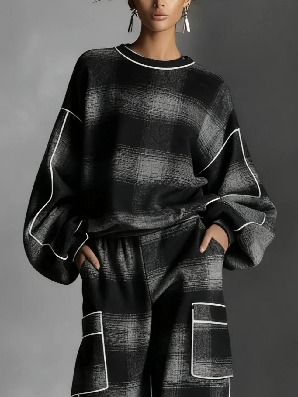 Dorvelli | Women’s Plaid Two Piece Lounge Set