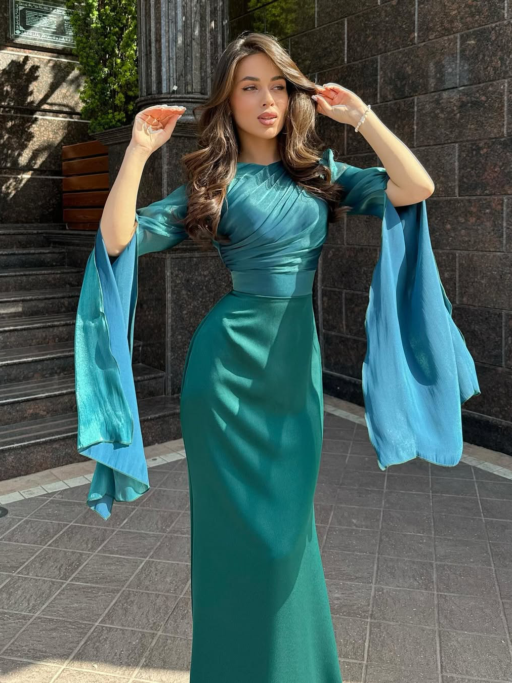 Dorvelli | Women's Pleated Slim Fit Maxi Dress