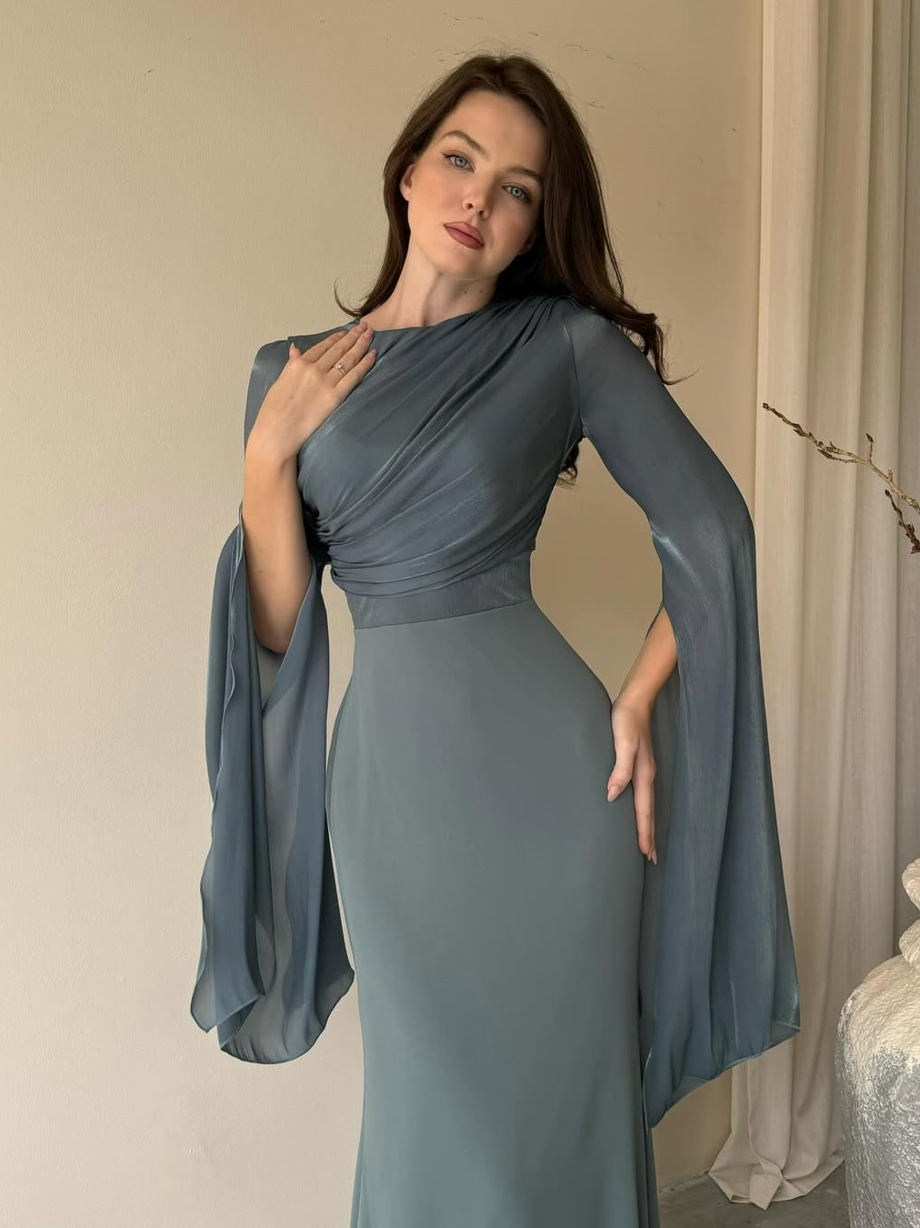 Dorvelli | Women's Pleated Slim Fit Maxi Dress