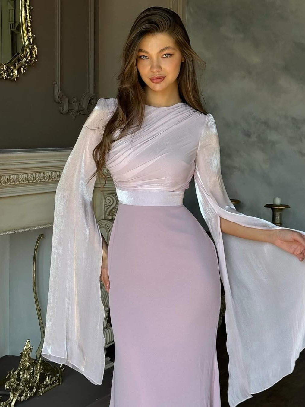Dorvelli | Women's Pleated Slim Fit Maxi Dress