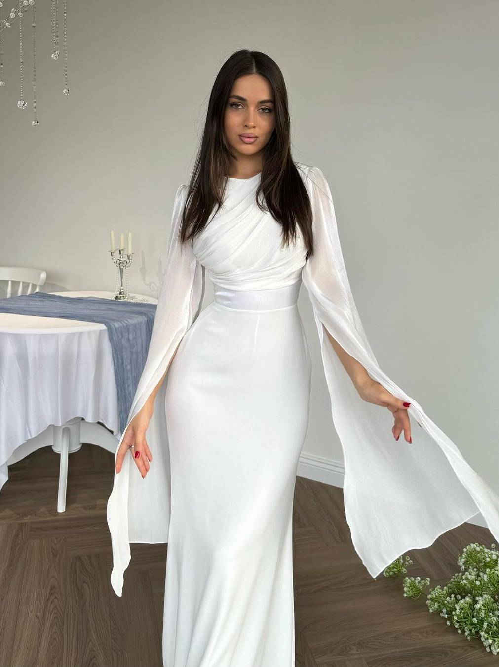 Dorvelli | Women's Pleated Slim Fit Maxi Dress