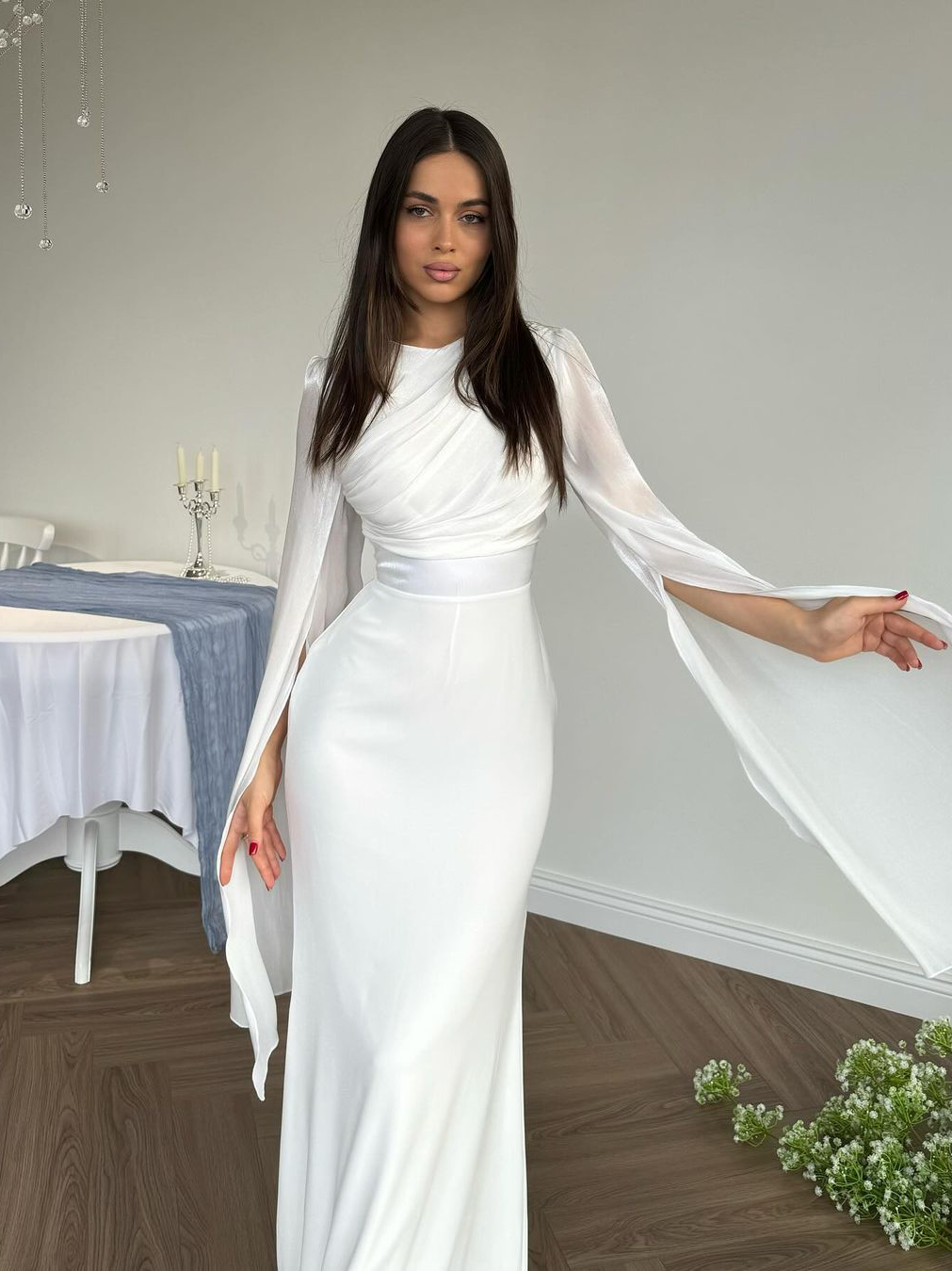 Dorvelli | Women's Pleated Slim Fit Maxi Dress