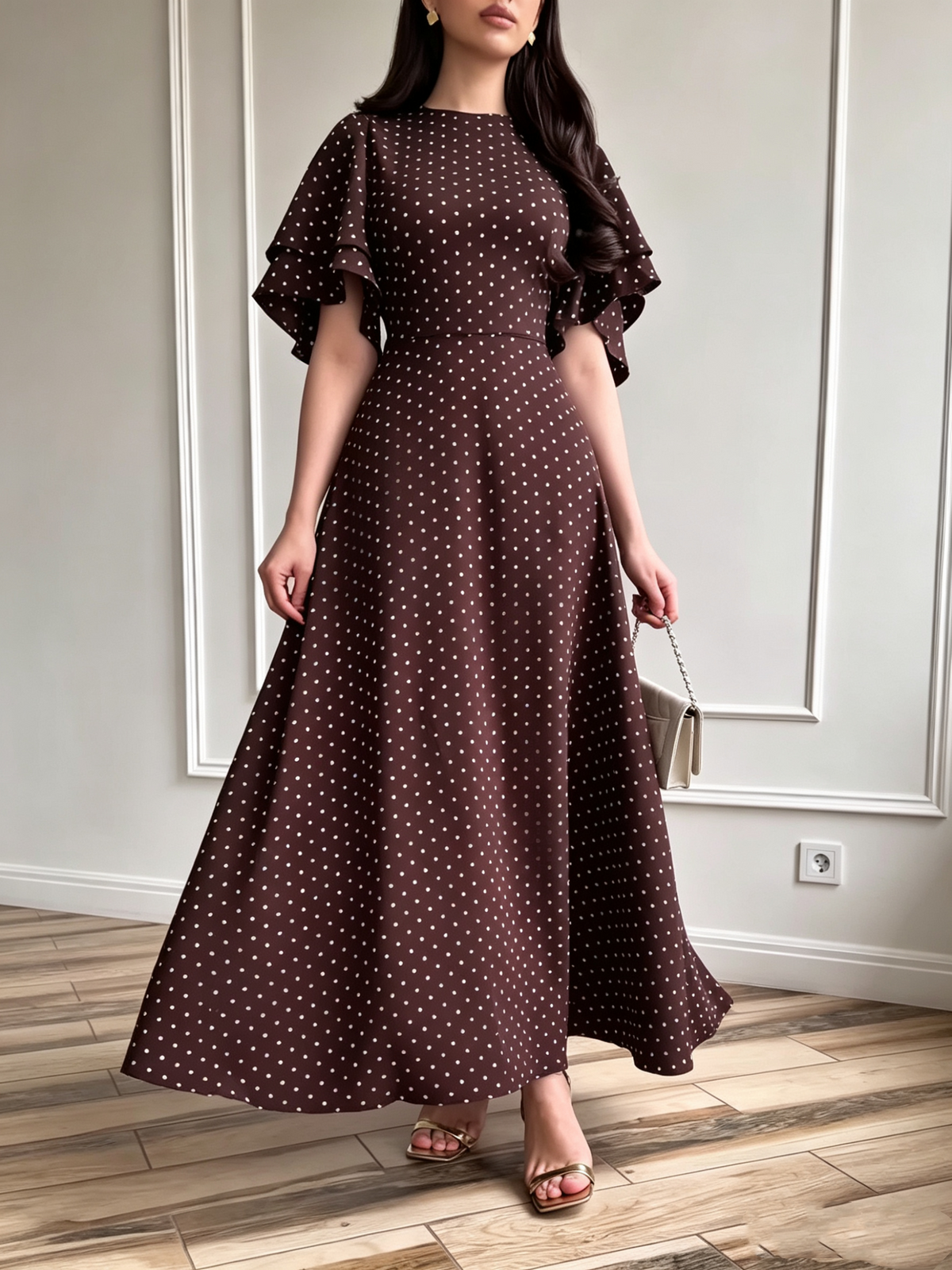 Dorvelli | Women's Polka Dot Long Maxi Dress