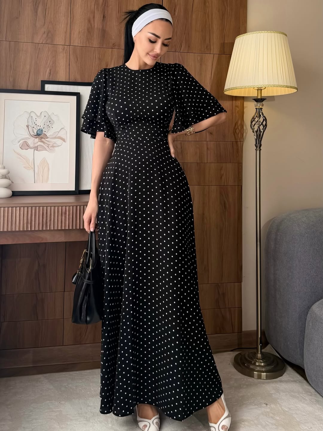Dorvelli | Women's Polka Dot Long Maxi Dress