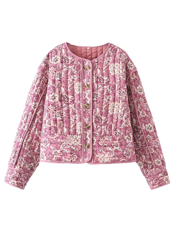 Dorvelli | Women’s Round Neck Floral Quilted Jacket