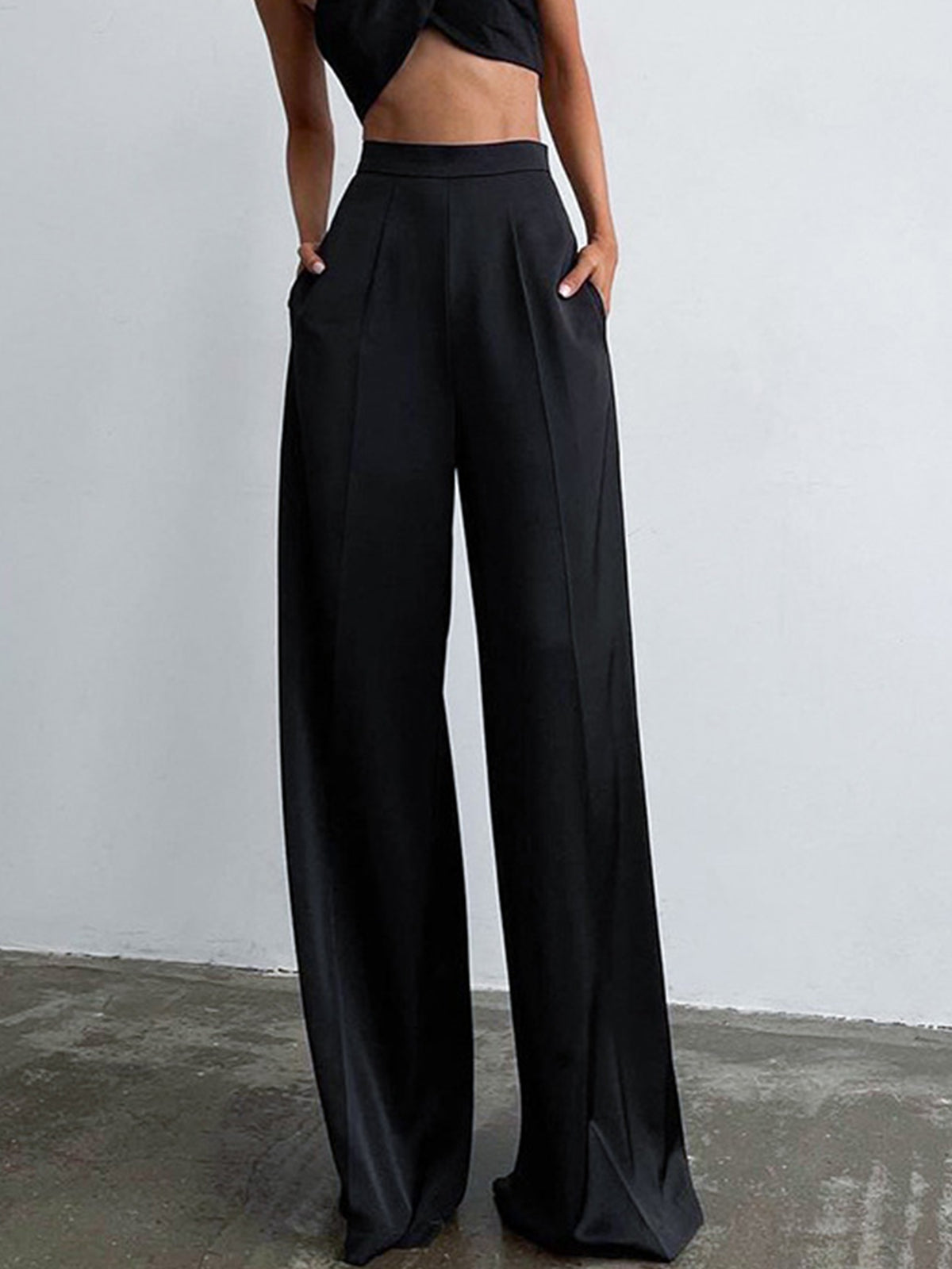 Dorvelli | Women's Satin Wide Leg Work Pants