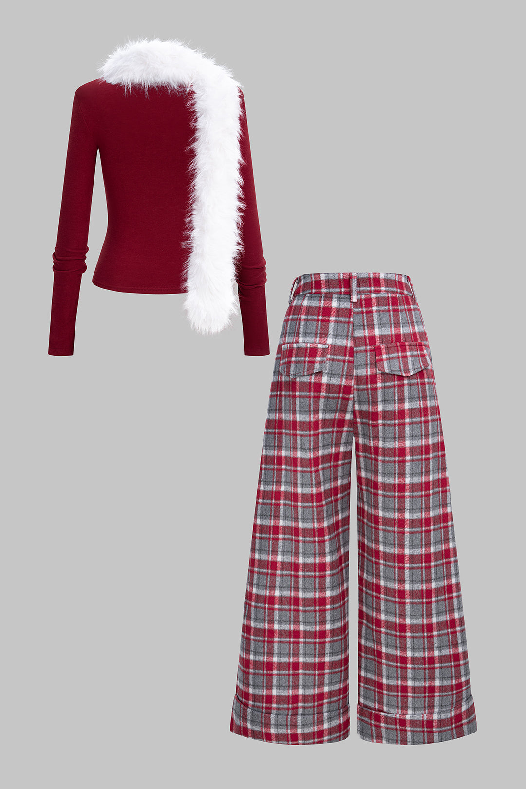 Dorvelli | Women's Solid V-Neck Wide Leg Pants Set