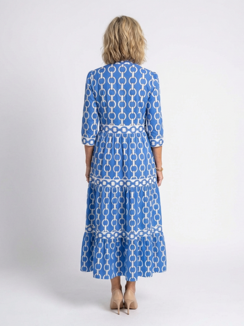 Dorvelli | Women's Midi Dress – Three Quarter Sleeve Chain