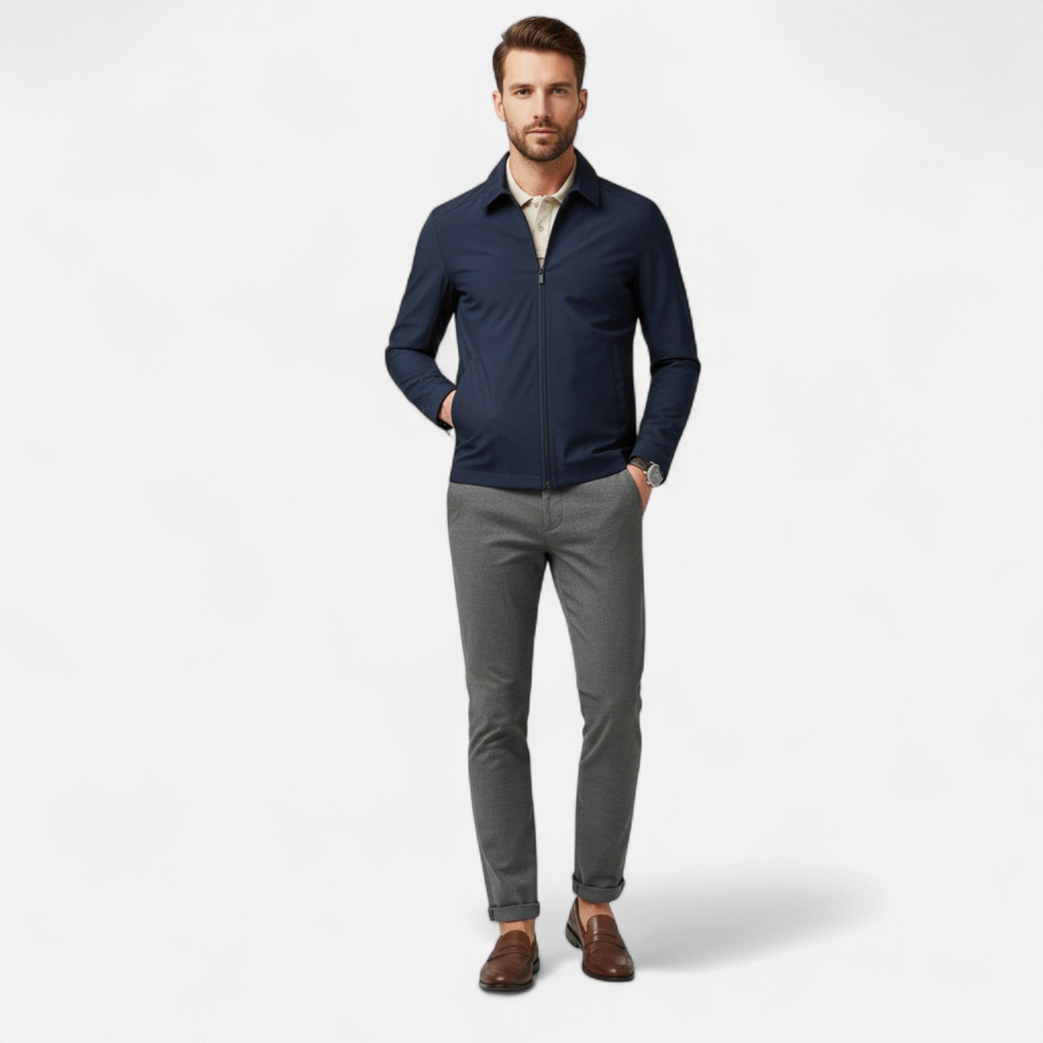 Dorvelli | Men’s Jacket – Lightweight Turn-Down Collar Elegance