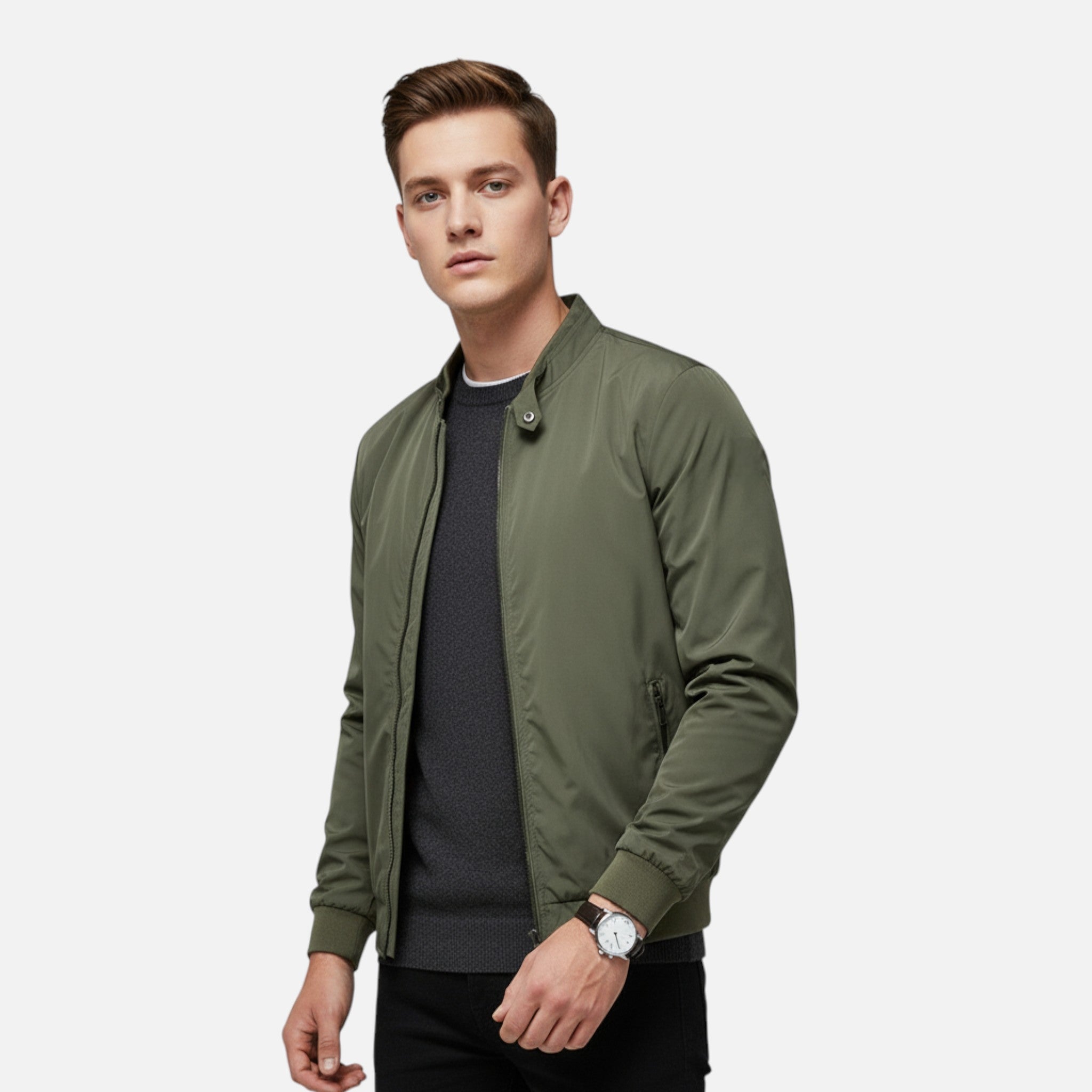 Dorvelli | Men’s Lightweight Bomber Jacket – Classic Ribbed Collar Design