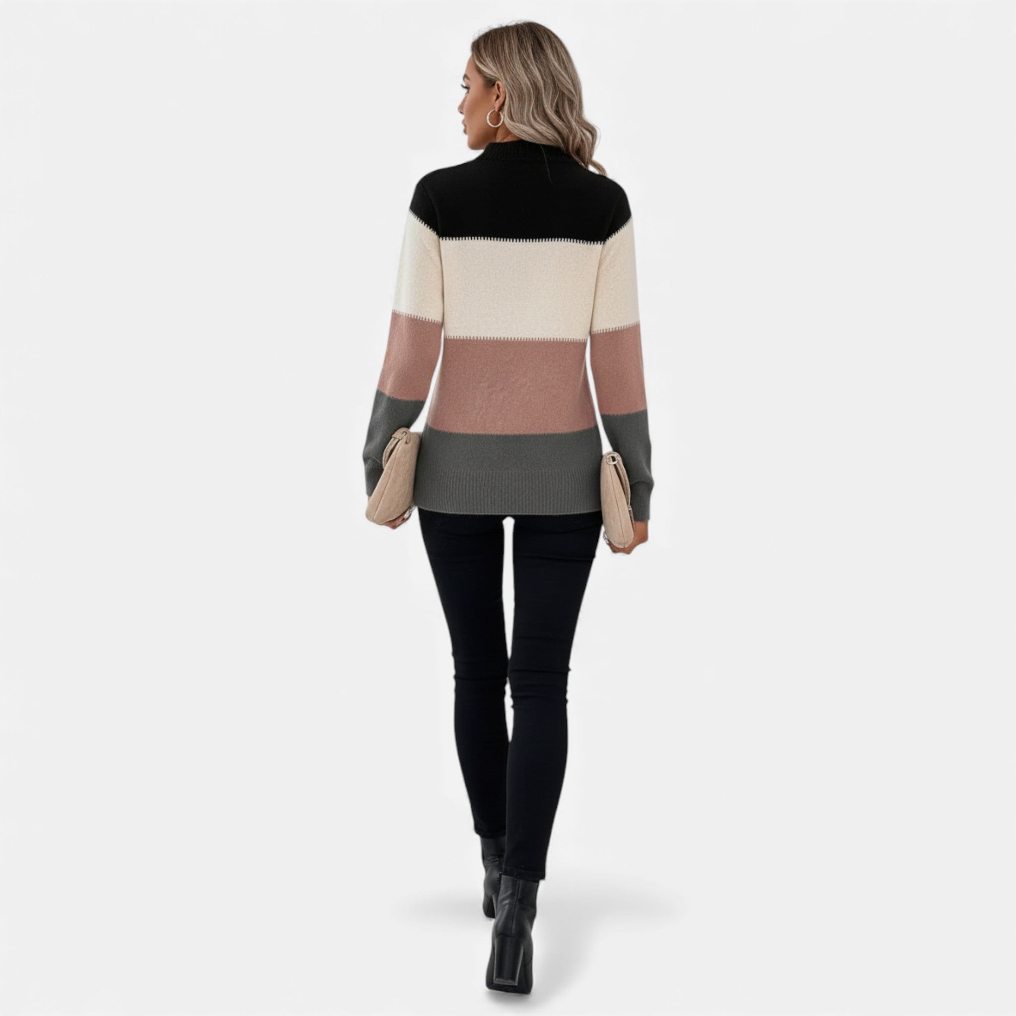 Dorvelli | Women’s Sweater – Elegant Striped Crew-Neck