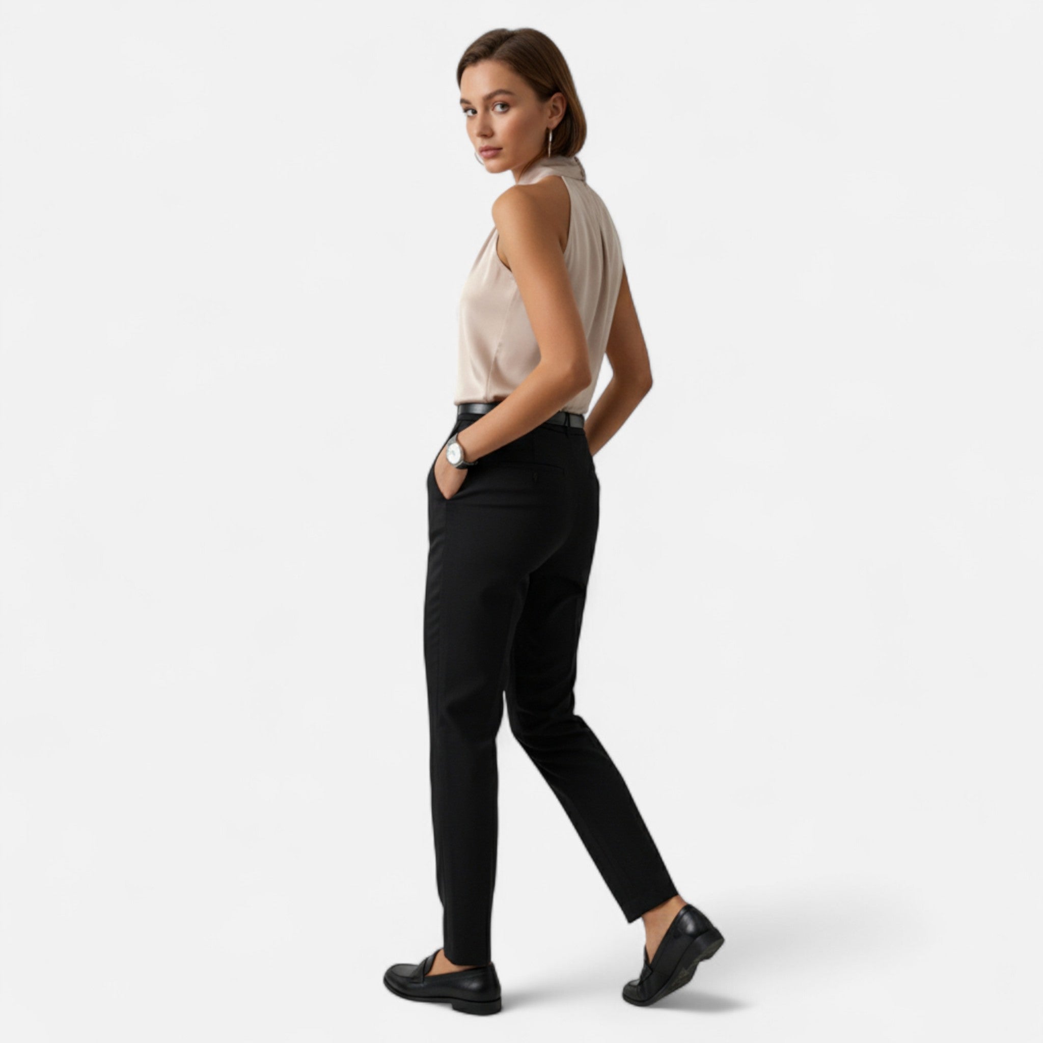 Dorvelli | Women’s Blouse – Satin Sleeveless Twisted Neck