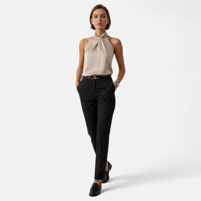 Dorvelli | Women’s Blouse – Satin Sleeveless Twisted Neck