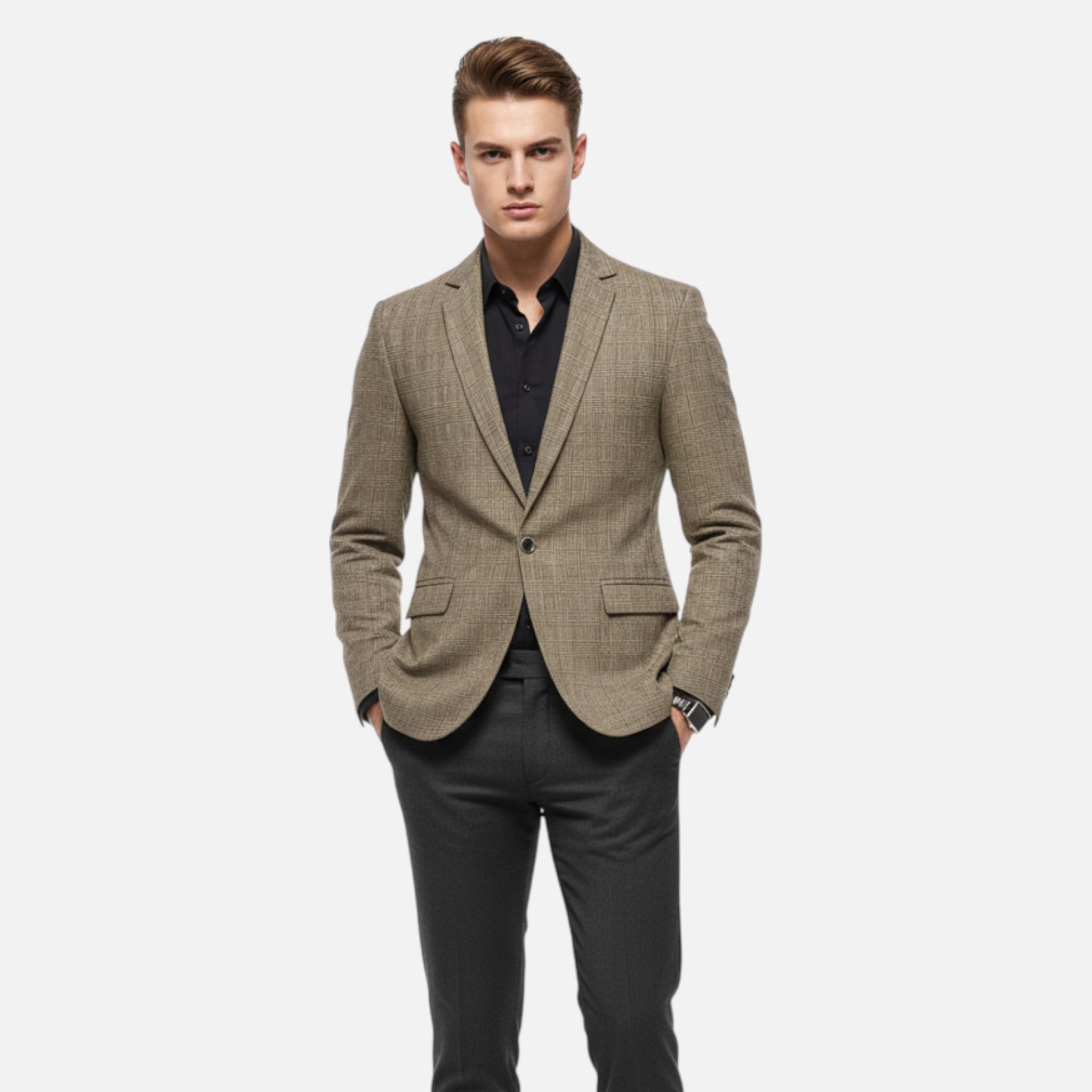 Dorvelli | Men’s Check Tweed Blazer – Classic Single-Breasted Design