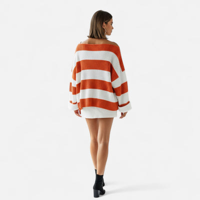Dorvelli | Women’s Sweater – Striped Round Neck Elegance