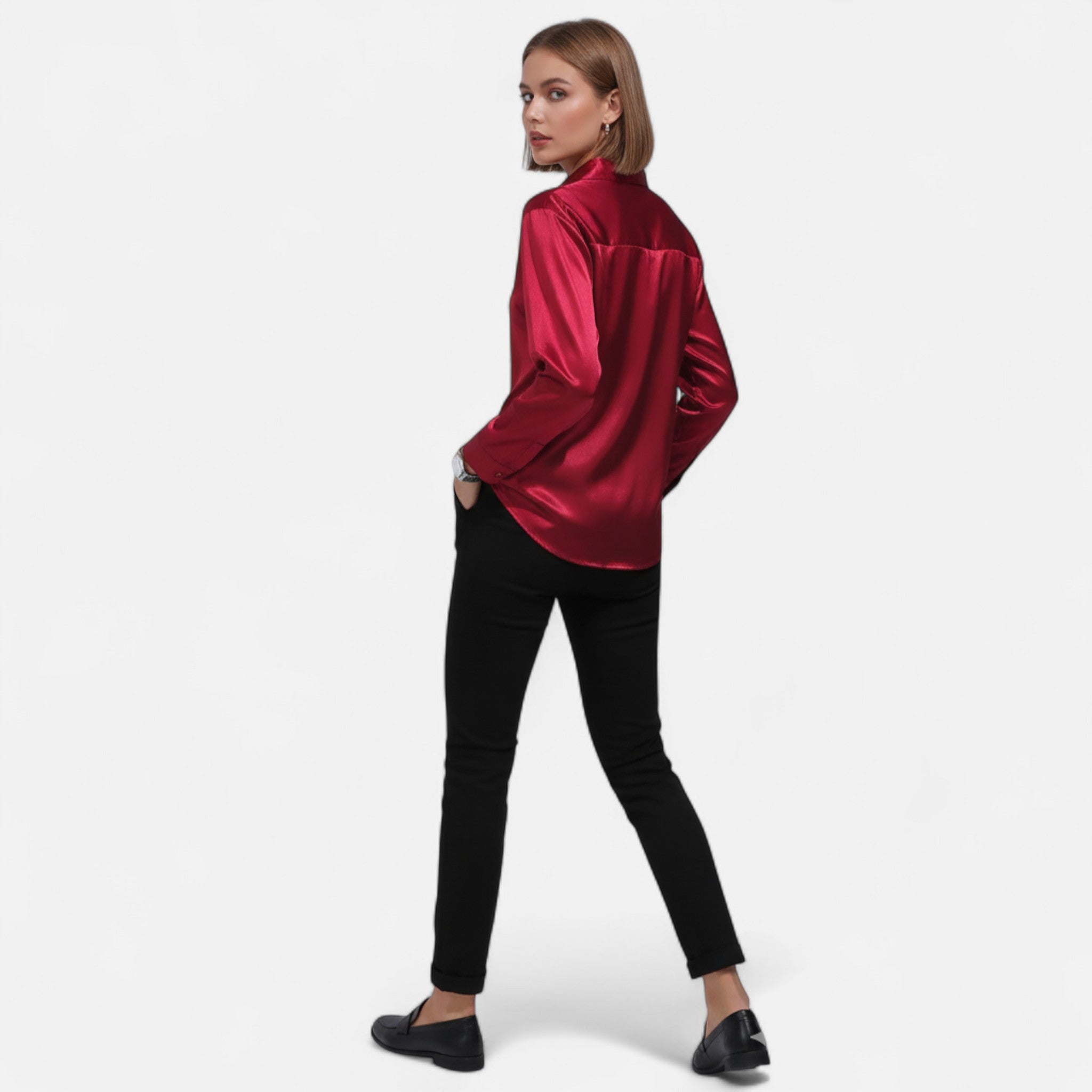 Dorvelli | Women’s Blouse – Elegant Satin Slim Fit