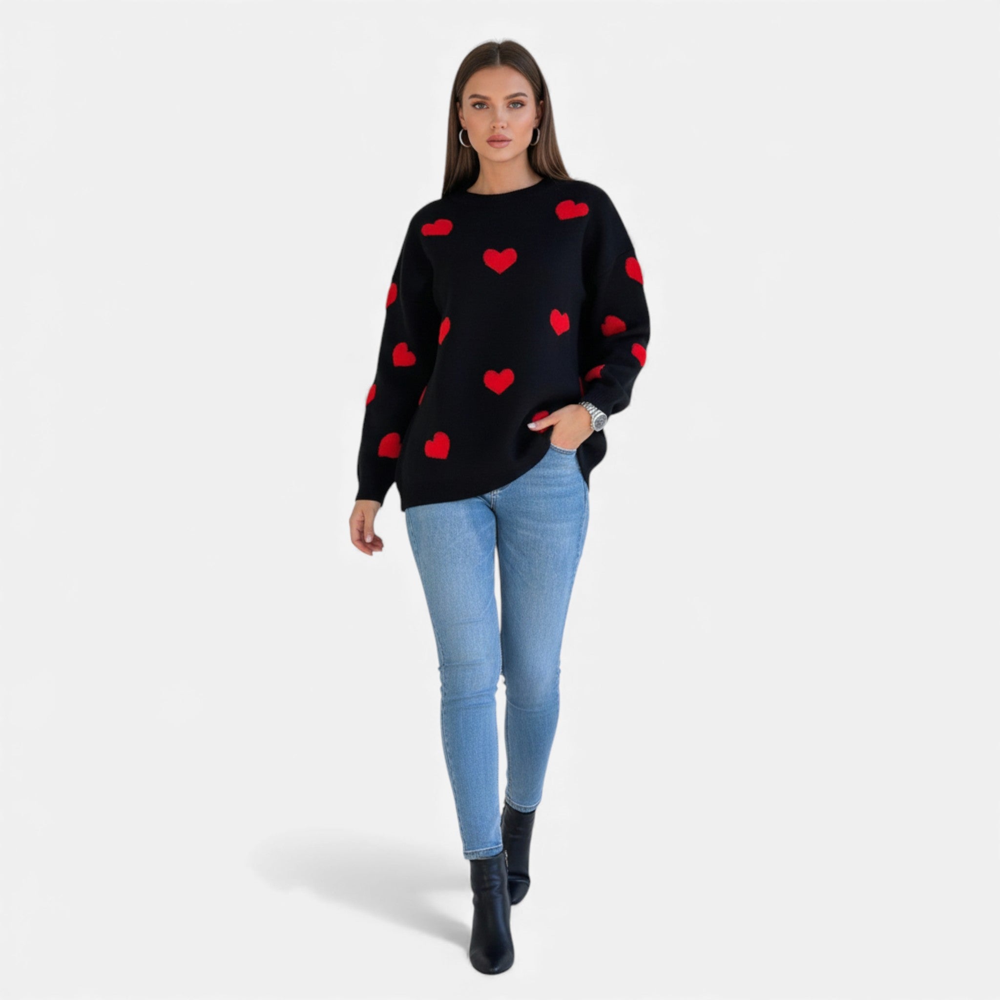 Dorvelli | Women’s Sweater – Embroidered Geometric Knit