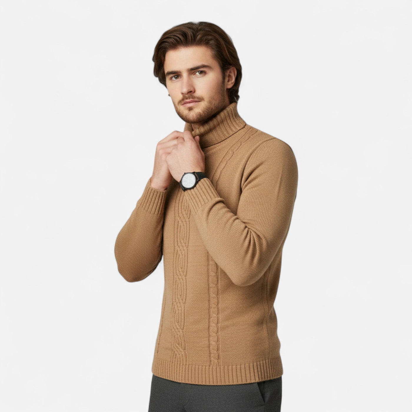 Dorvelli | Men’s Turtleneck Sweater – Heritage Jacquard Knit