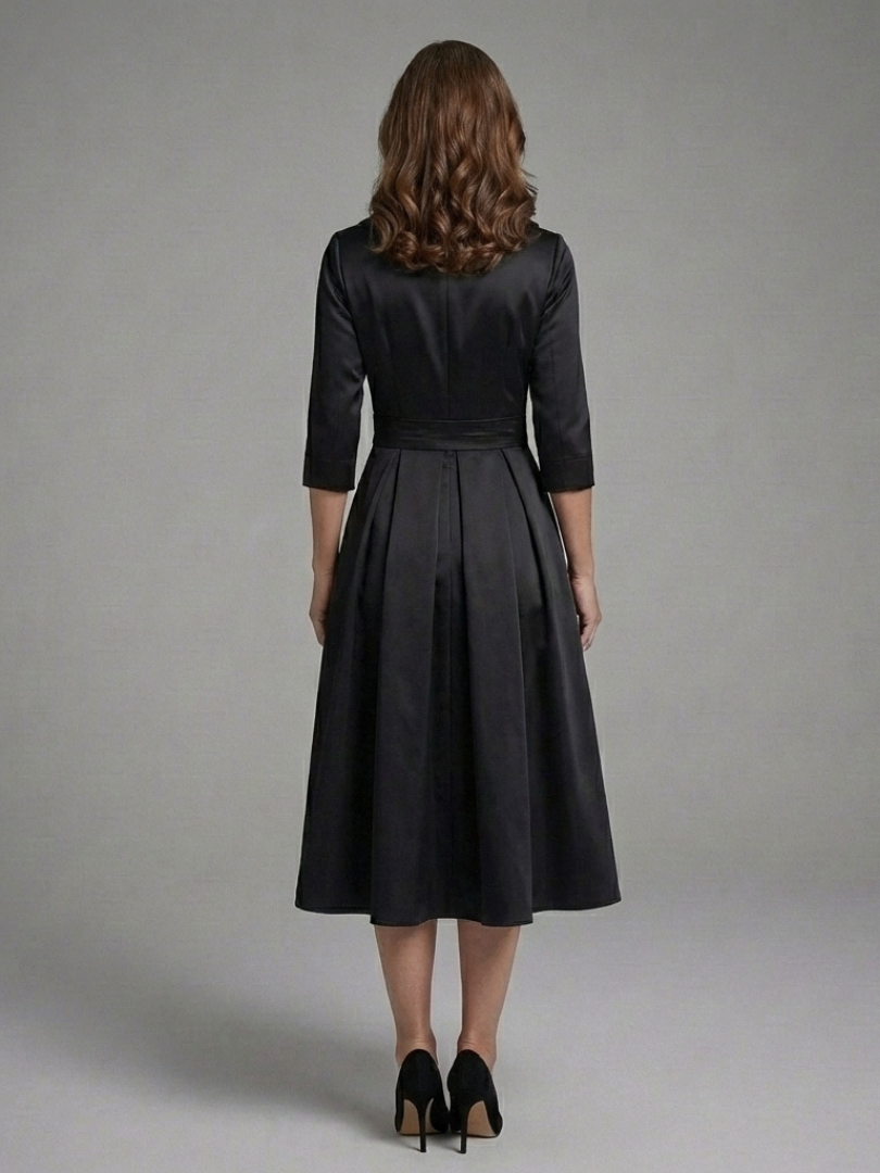 Dorvelli | Women's Midi Dress – Three Quarter Sleeve Wrap