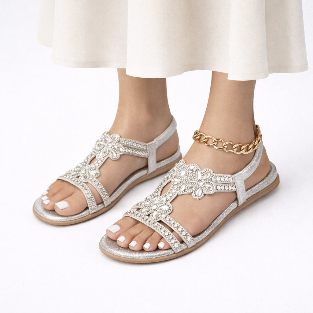 Dorvelli | Women's Sandals – Floral Crystal Comfort