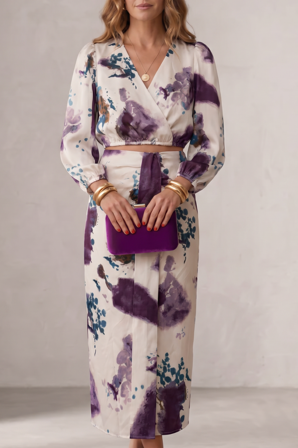 Dorvelli | Women's Two-Piece Set – Violetta Watercolour floral elegance