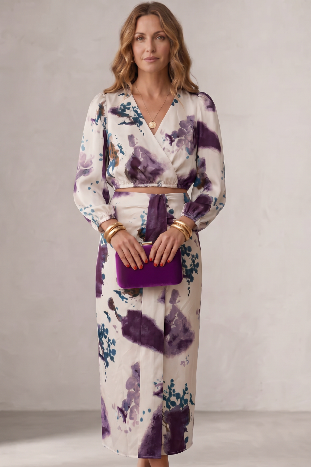 Dorvelli | Women's Two-Piece Set – Violetta Watercolour floral elegance