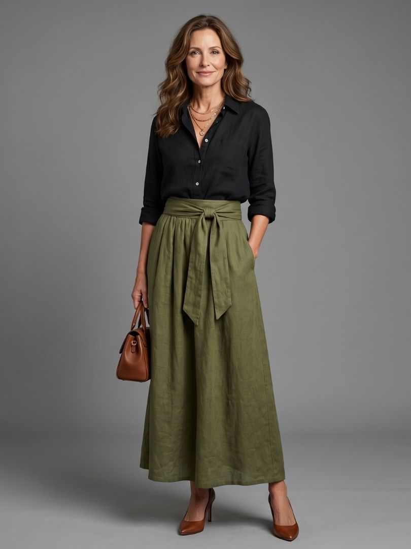 Dorvelli | Women's Two-Piece Set – Black Olive Green