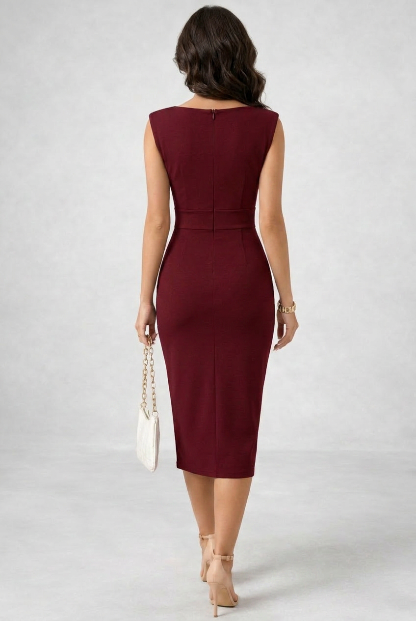 Dorvelli | Women's Midi Dress – Elegant Cowl Neck