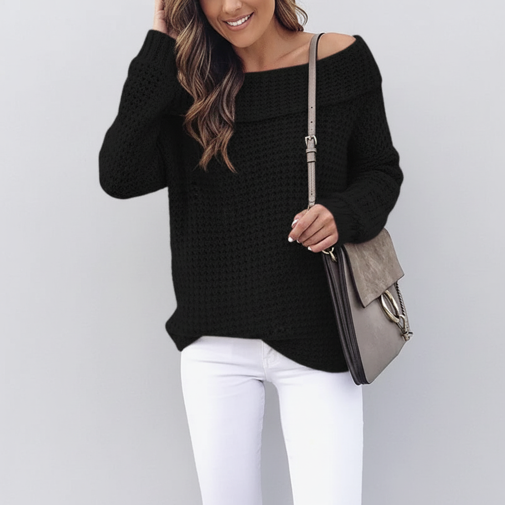 Dorvelli | Women's Jumper – Off Shoulder Knit Long Sleeve