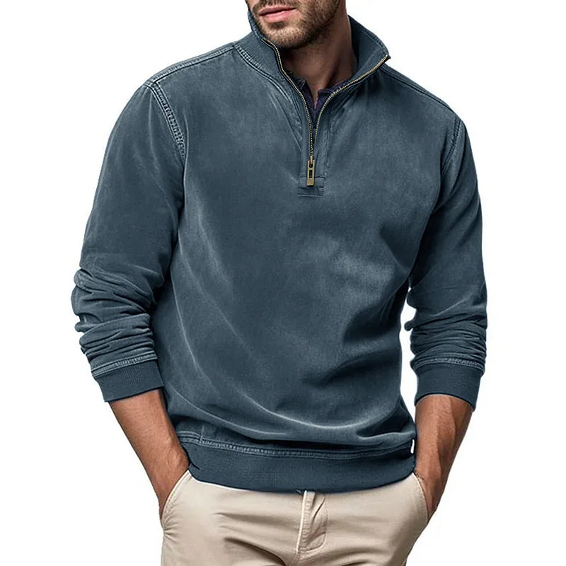 Dorvelli | Men's Zip Jumper – Raised Collar Knit