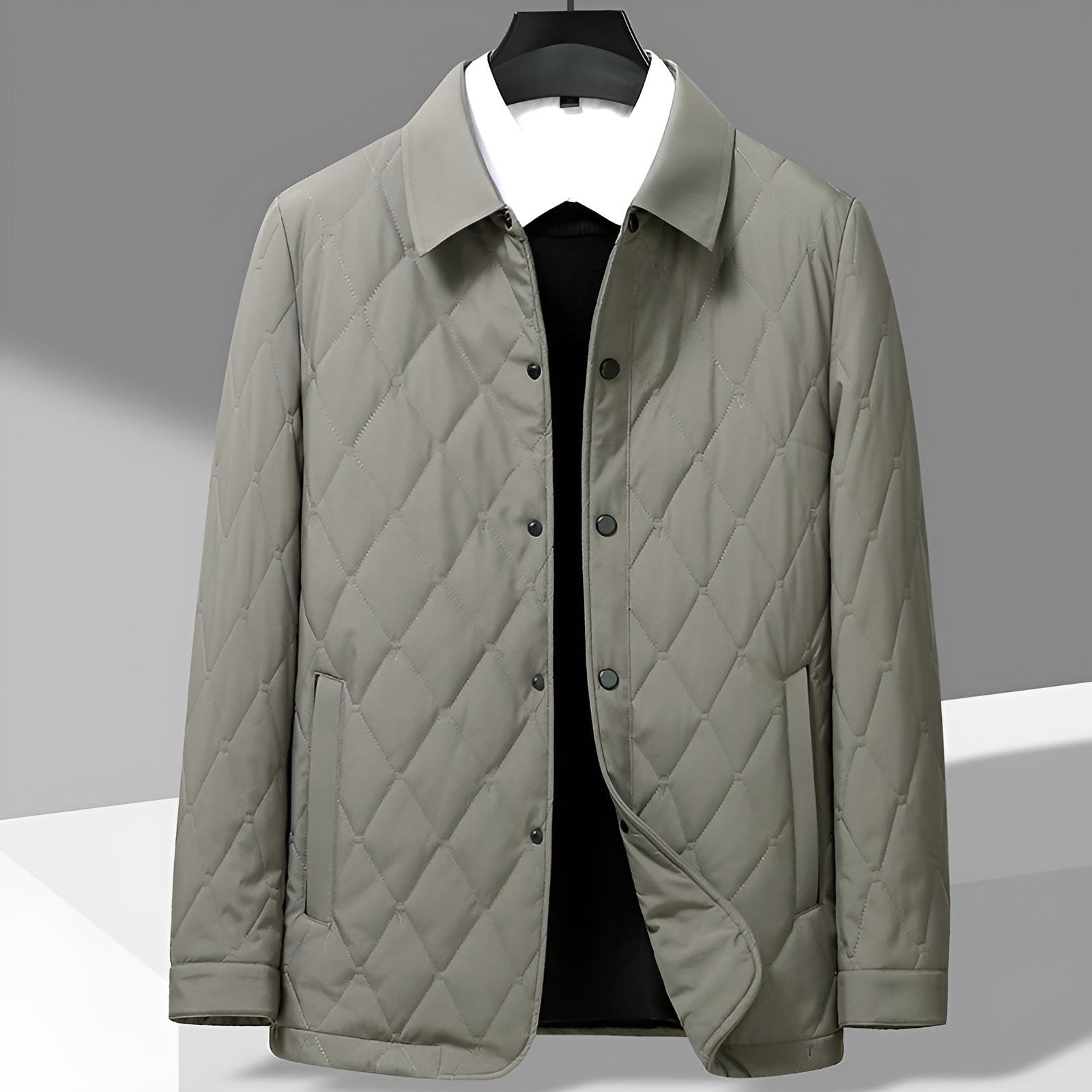 Dorvelli | Men’s Quilted Jacket – Collared Button-Front Coat