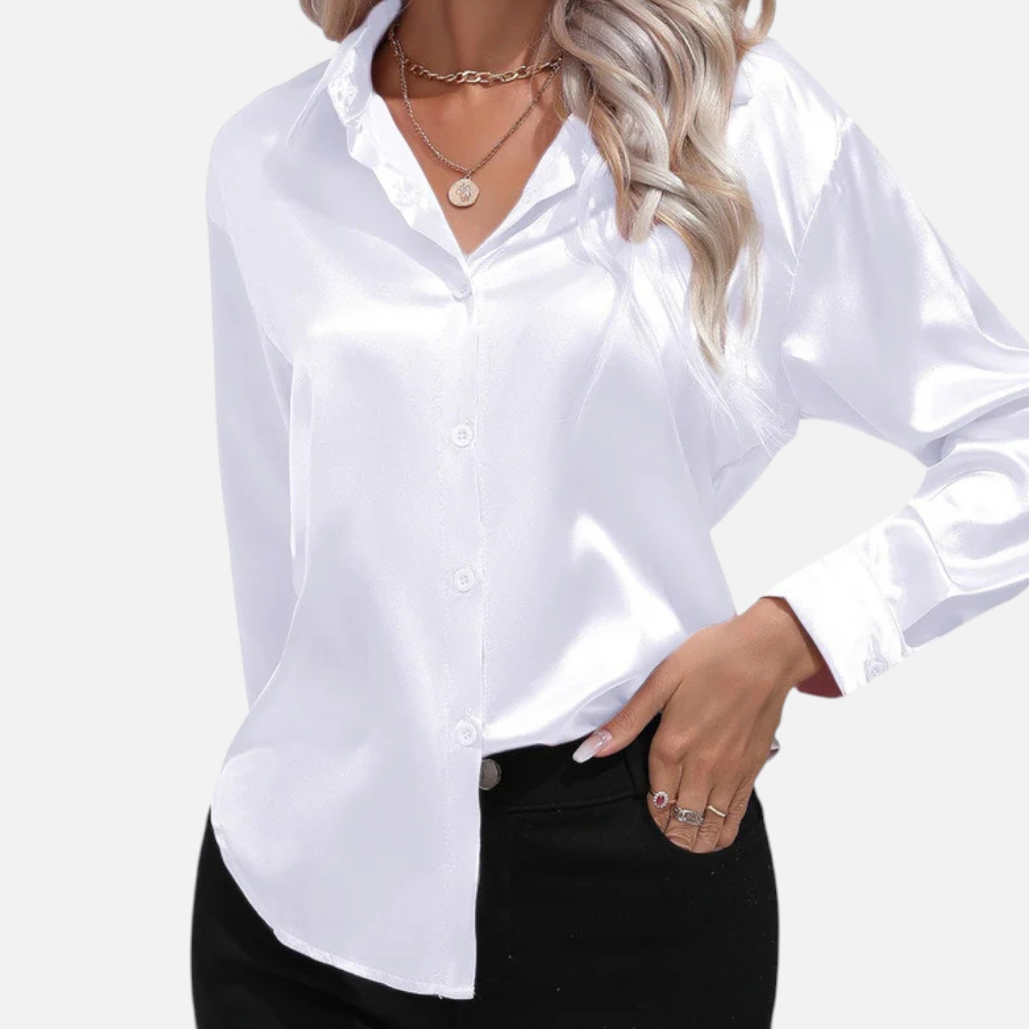 Dorvelli | Women’s Blouse – Elegant Satin Slim Fit
