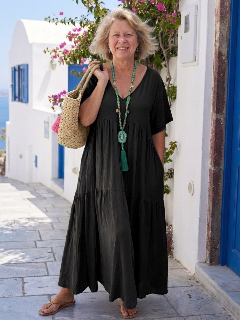 Dorvelli | Women's Maxi Dress – Sleeve Tiered Blue