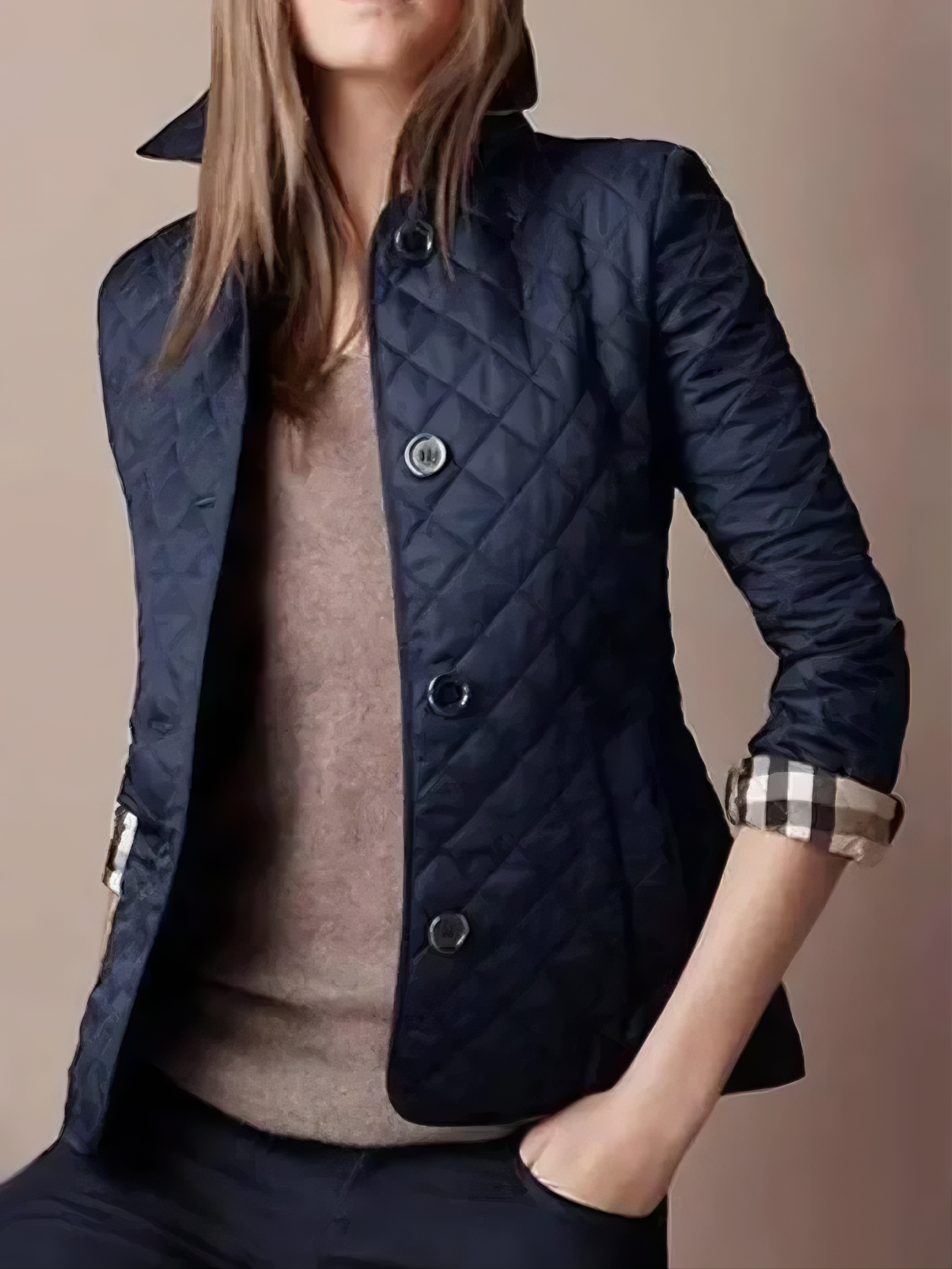 Dorvelli | Women’s Quilted Jacket – Button-Front Collared Coat