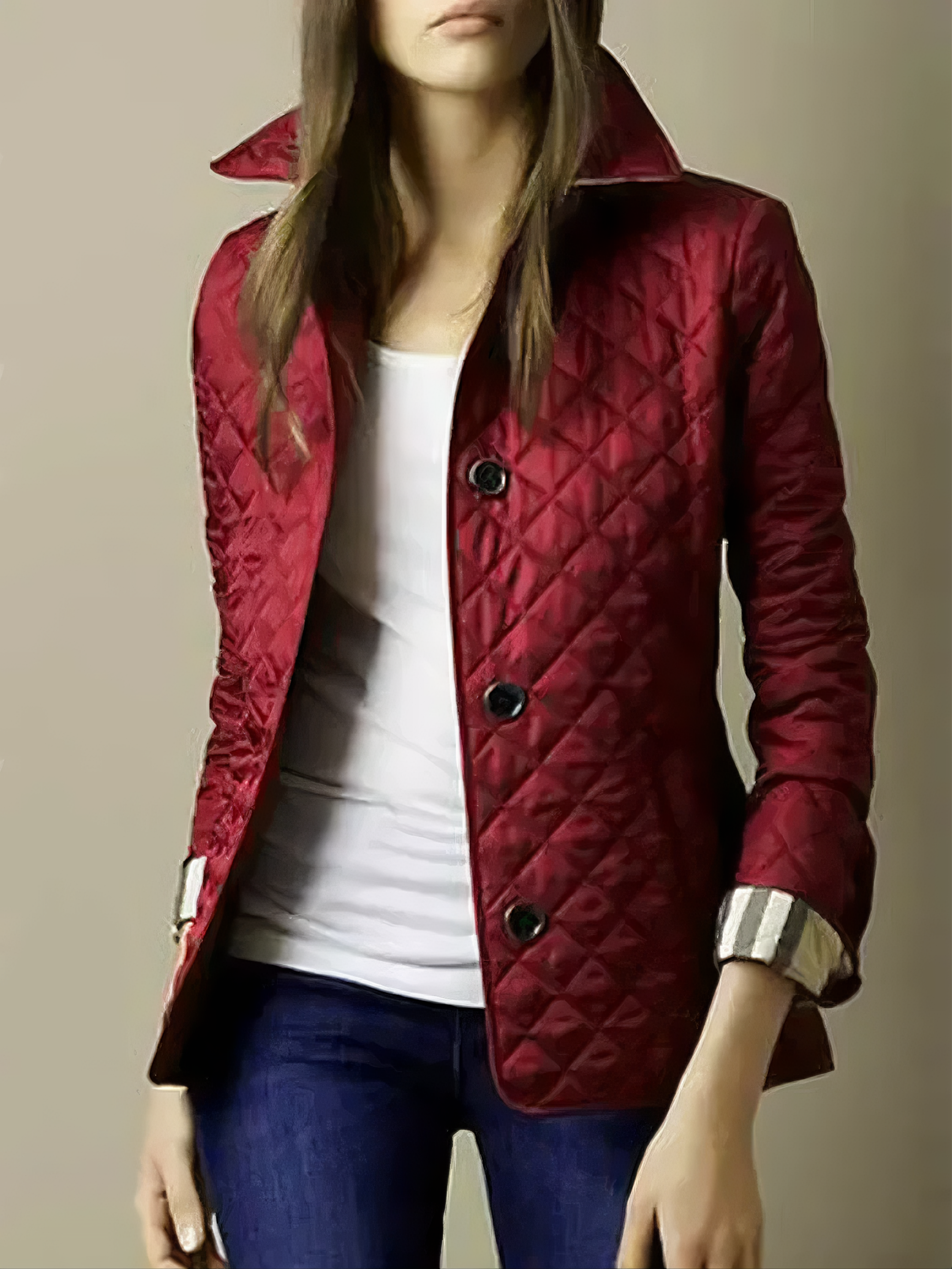 Dorvelli | Women’s Quilted Jacket – Button-Front Collared Coat