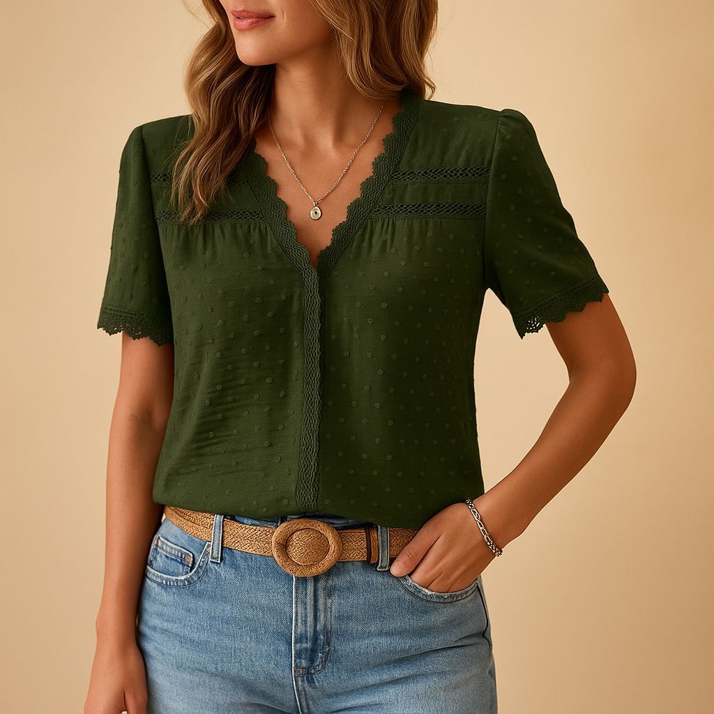 Dorvelli | Women's Blouse – Neck Lace Trim