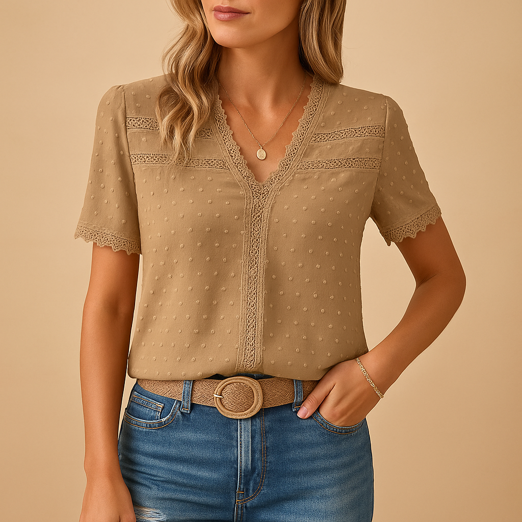 Dorvelli | Women's Blouse – Neck Lace Trim