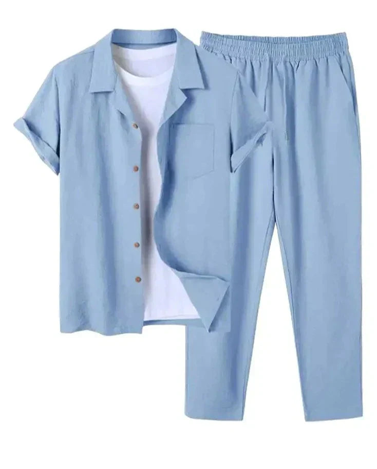 Dorvelli | Men's Two-Piece Set – Casual Linen Sleeve