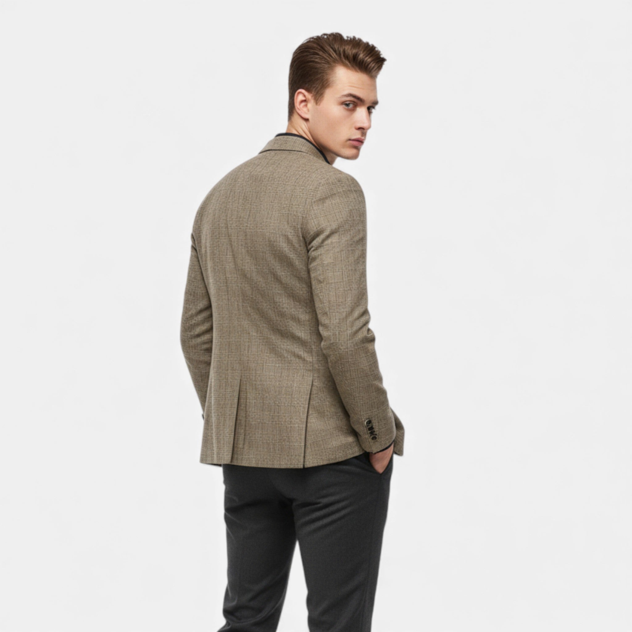Dorvelli | Men’s Check Tweed Blazer – Classic Single-Breasted Design