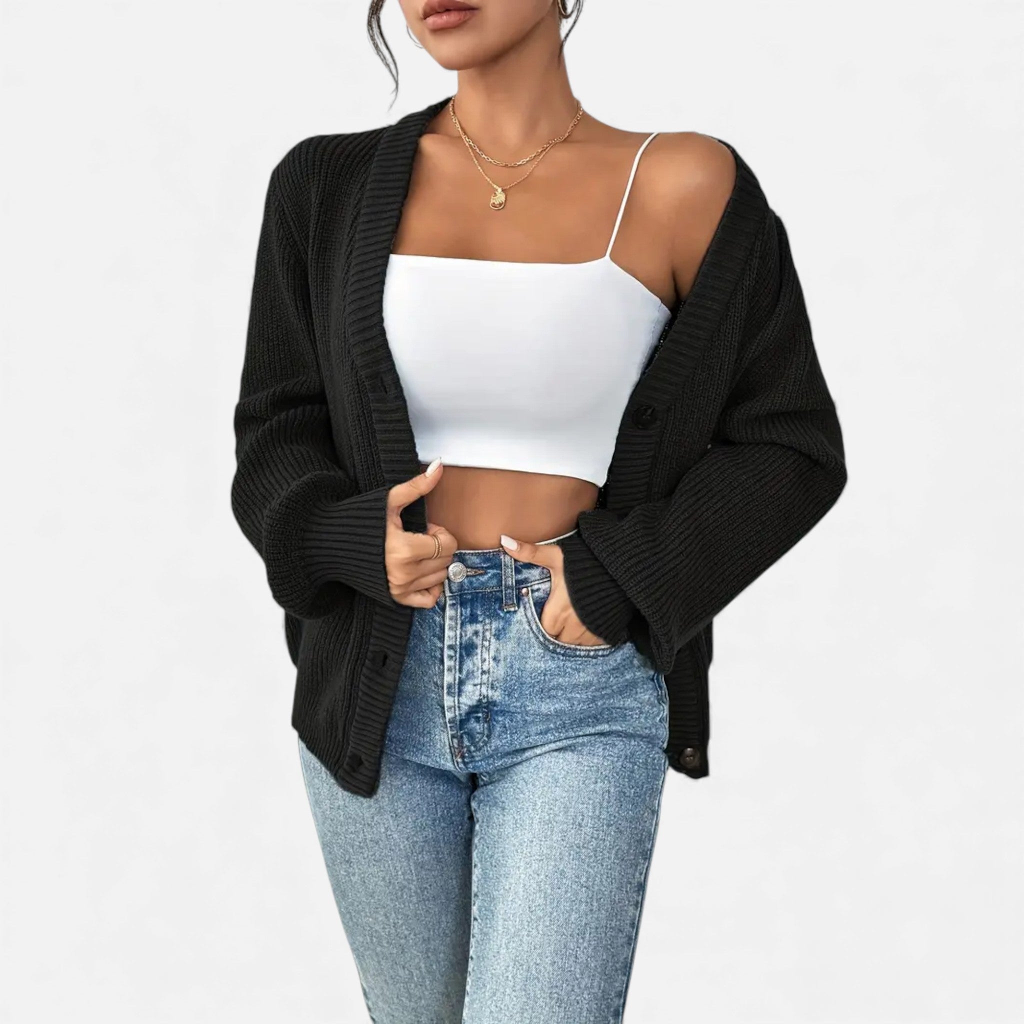 Dorvelli | Women’s Knitted Cardigan Sweater – Elegant Front-Button Design