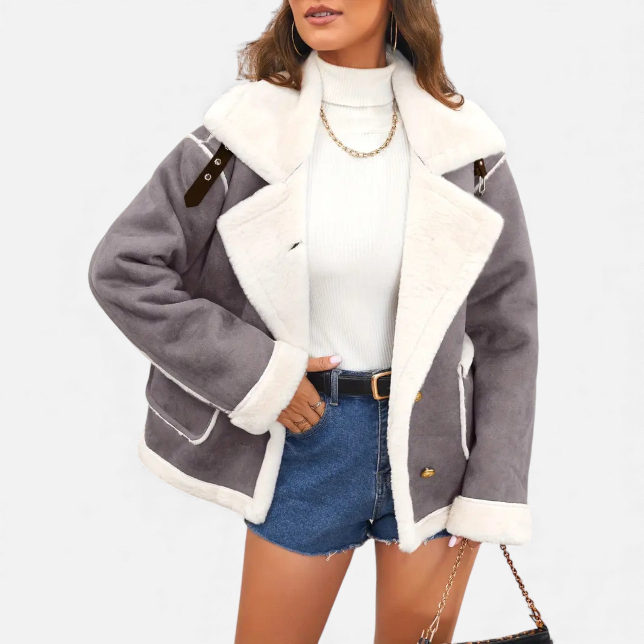 Dorvelli | Women’s Faux-Wool Winter Jacket – Collar Coat with Pockets