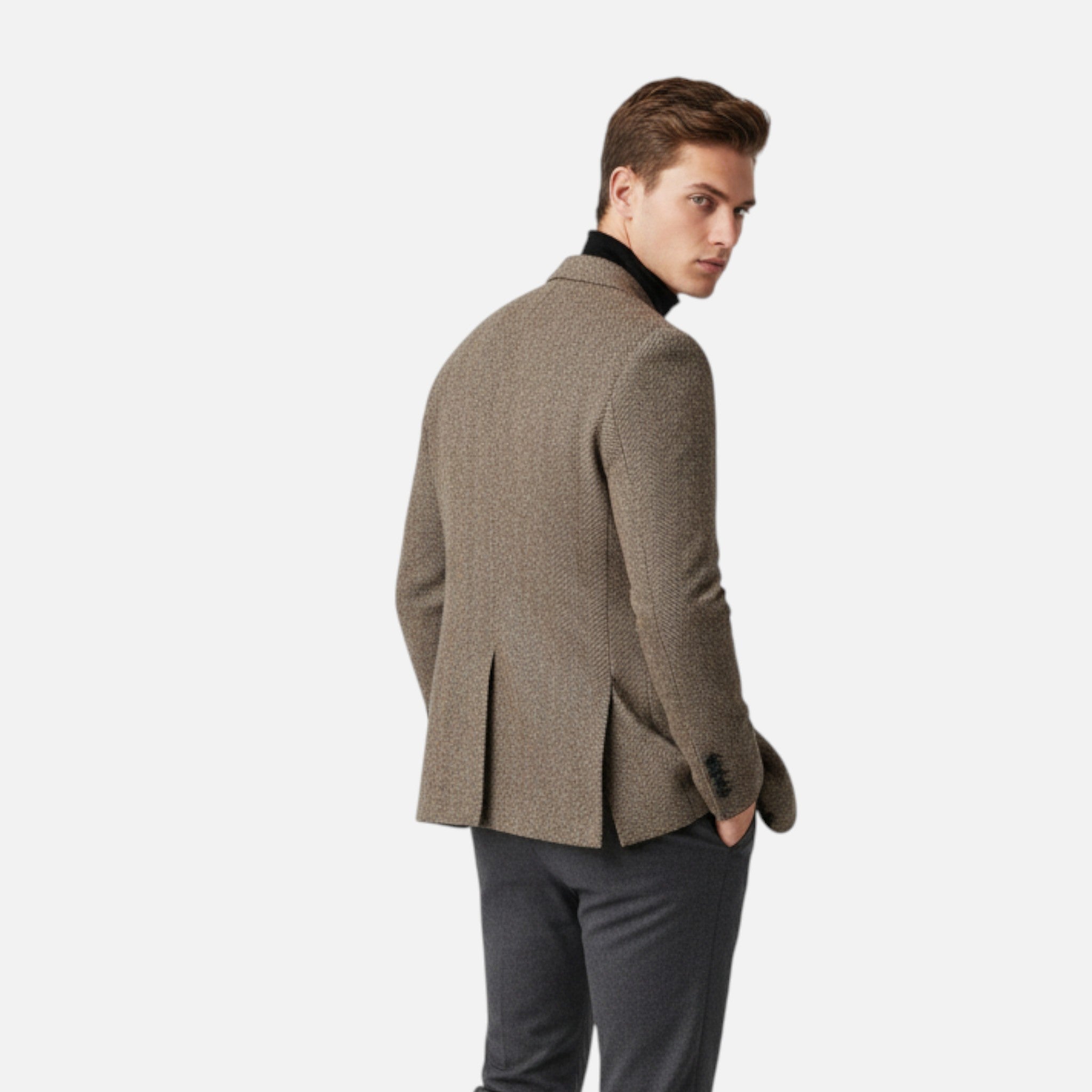 Dorvelli | Men’s Herringbone Wool Blazer – Classic Single-Breasted Refinement