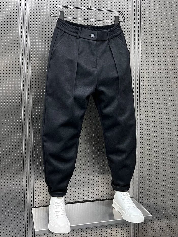 Alessio Pleated Tapered Trousers – High Waist Cropped Cuffed Hem