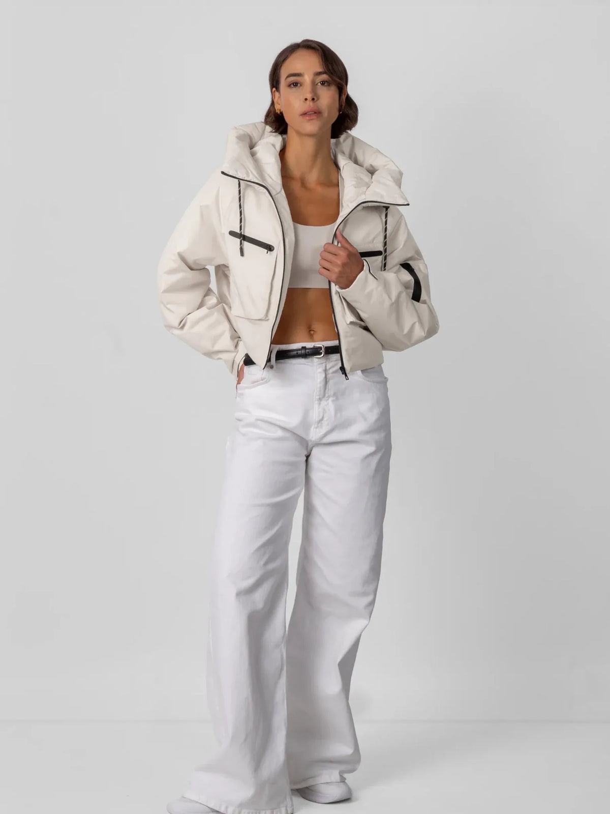 Avril Cropped Hooded Rain Jacket – Arctic White
