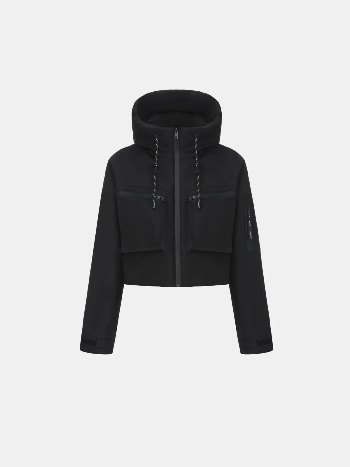 Avril Cropped Hooded Rain Jacket – Black