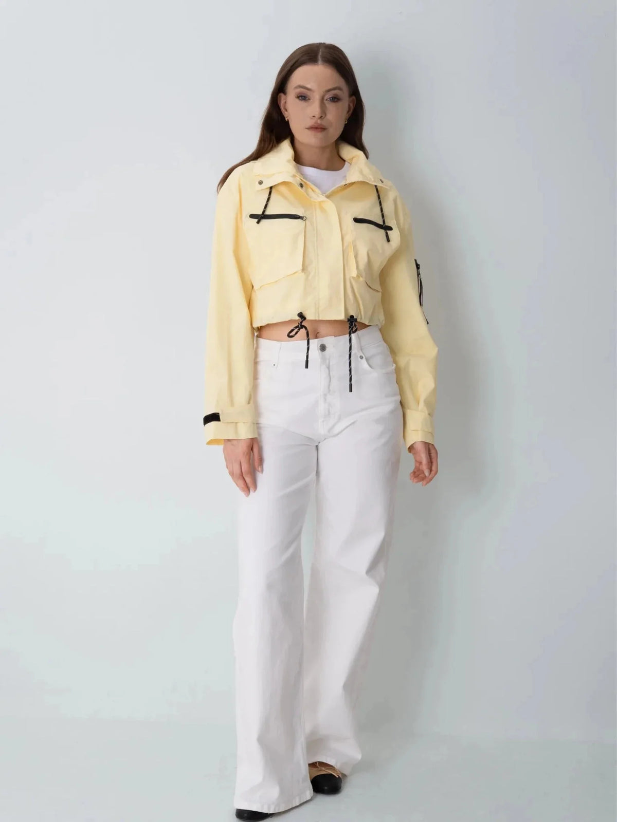 Avril Cropped Hooded Rain Jacket – Butter Yellow